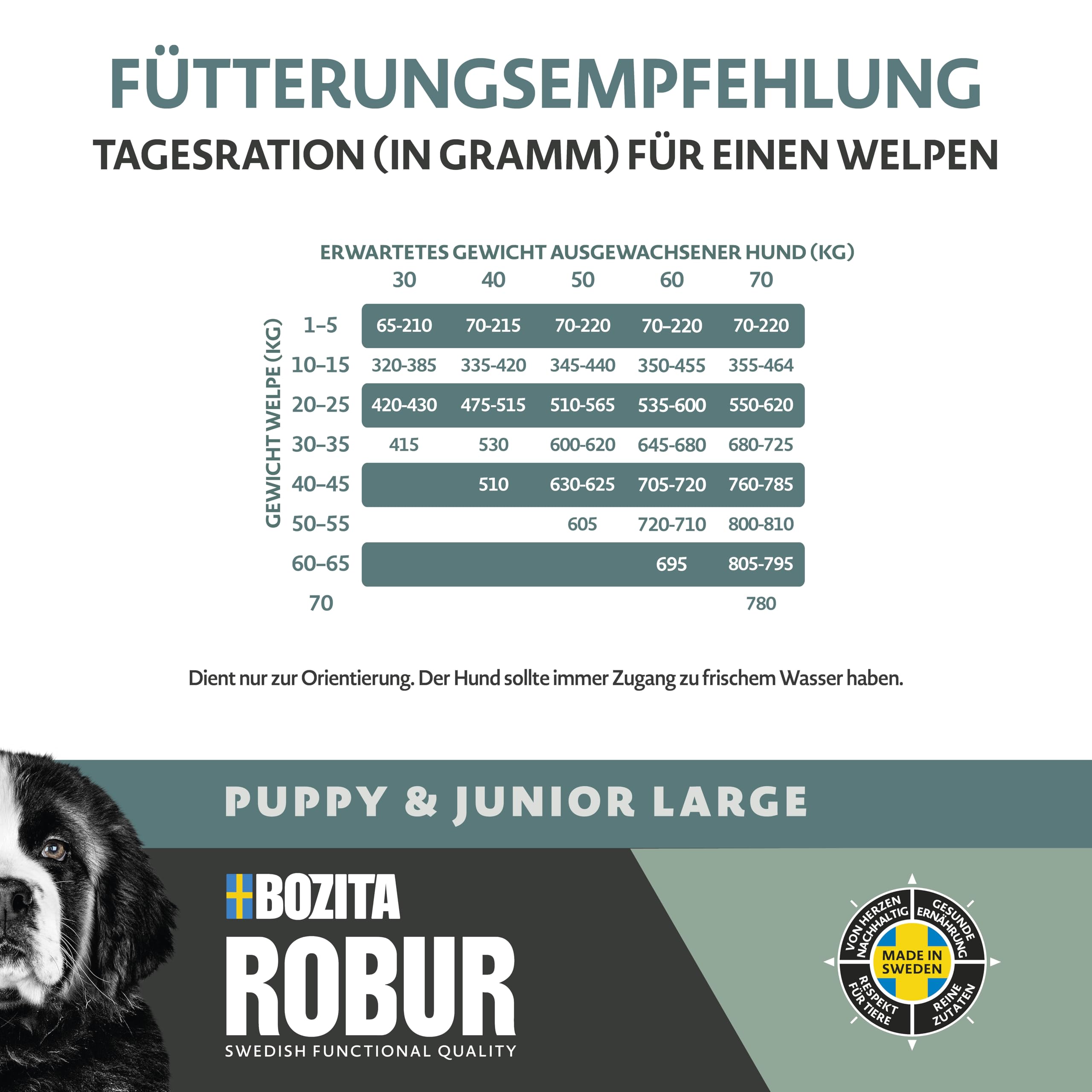 Bozita ROBUR Puppy & Junior XL Huhn 12kg - Welpenfutter Trockenfutter mit hoher Akzeptanz, Postbiotika, ohne Weizen für mittelgroße bis große Rassen und Welpen die eine große Krokette wollen