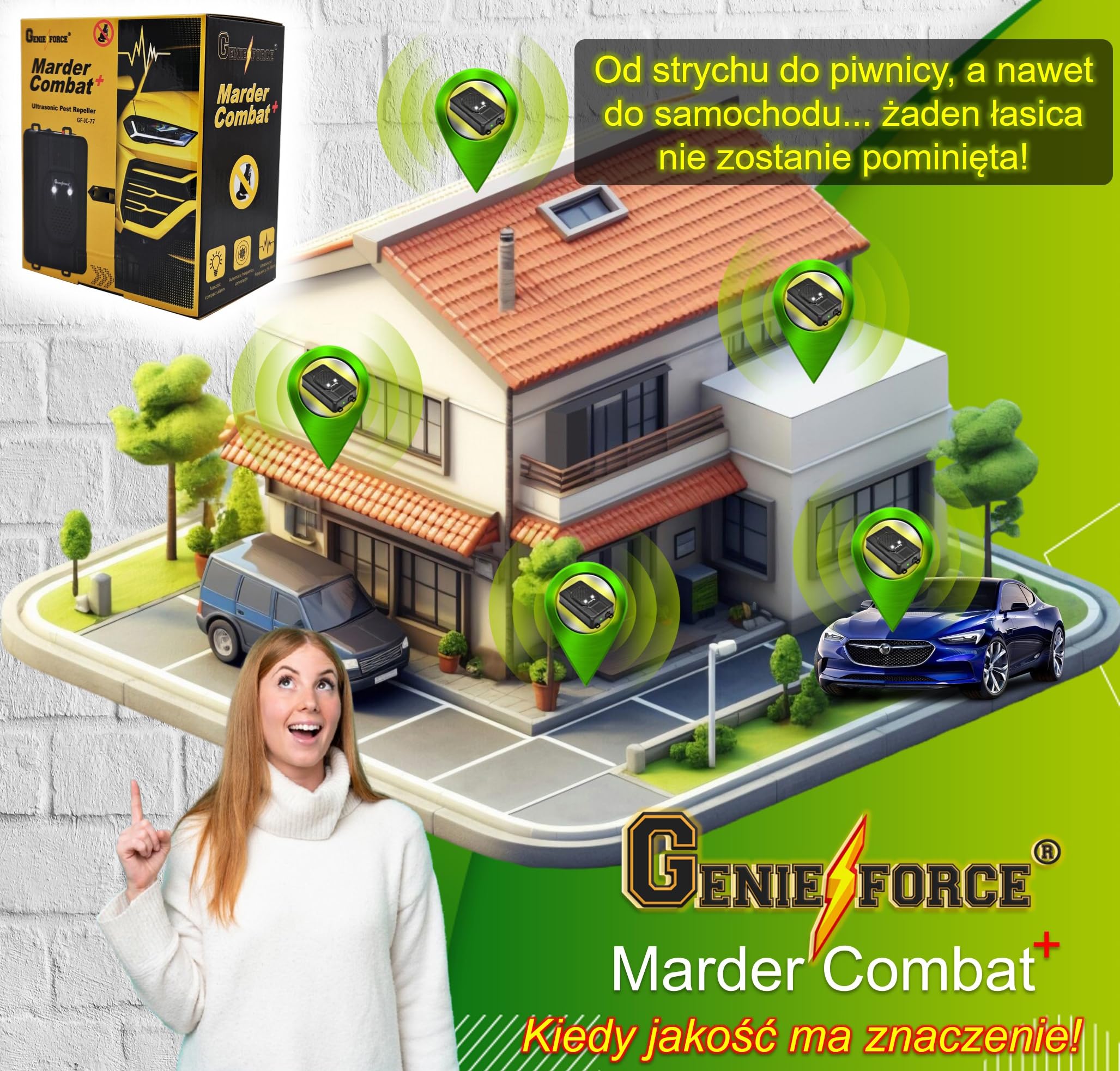 GF-JC-77 GF-JC-77 2 x GF-JC-77 ochrona przed kunami i kunami, ultradźwiękowy odstraszacz kun, odstraszacz kun, do domu, ogrodu, 2 szt