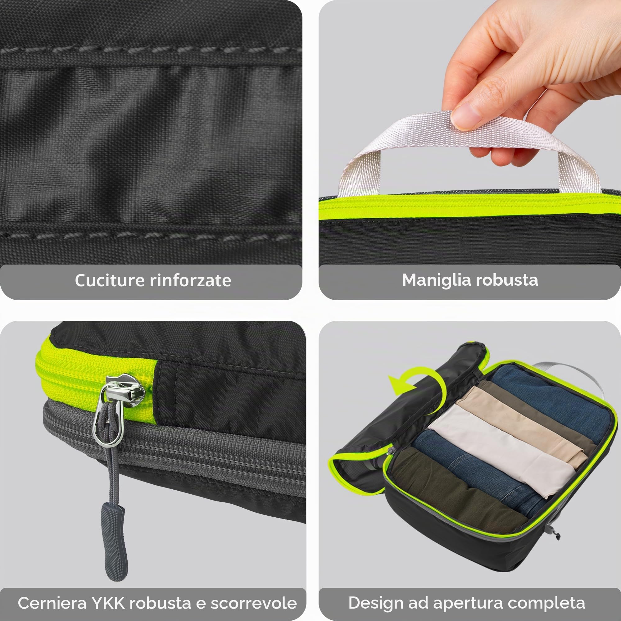 Cipway Compressore Organizer Valigia,Borsa da Viaggio Espandibile Ultraleggero Salvaspazio Viaggio Organizer per i Vestiti per Zaini o Bagagli a Mano(Nero,8 Pezzi)