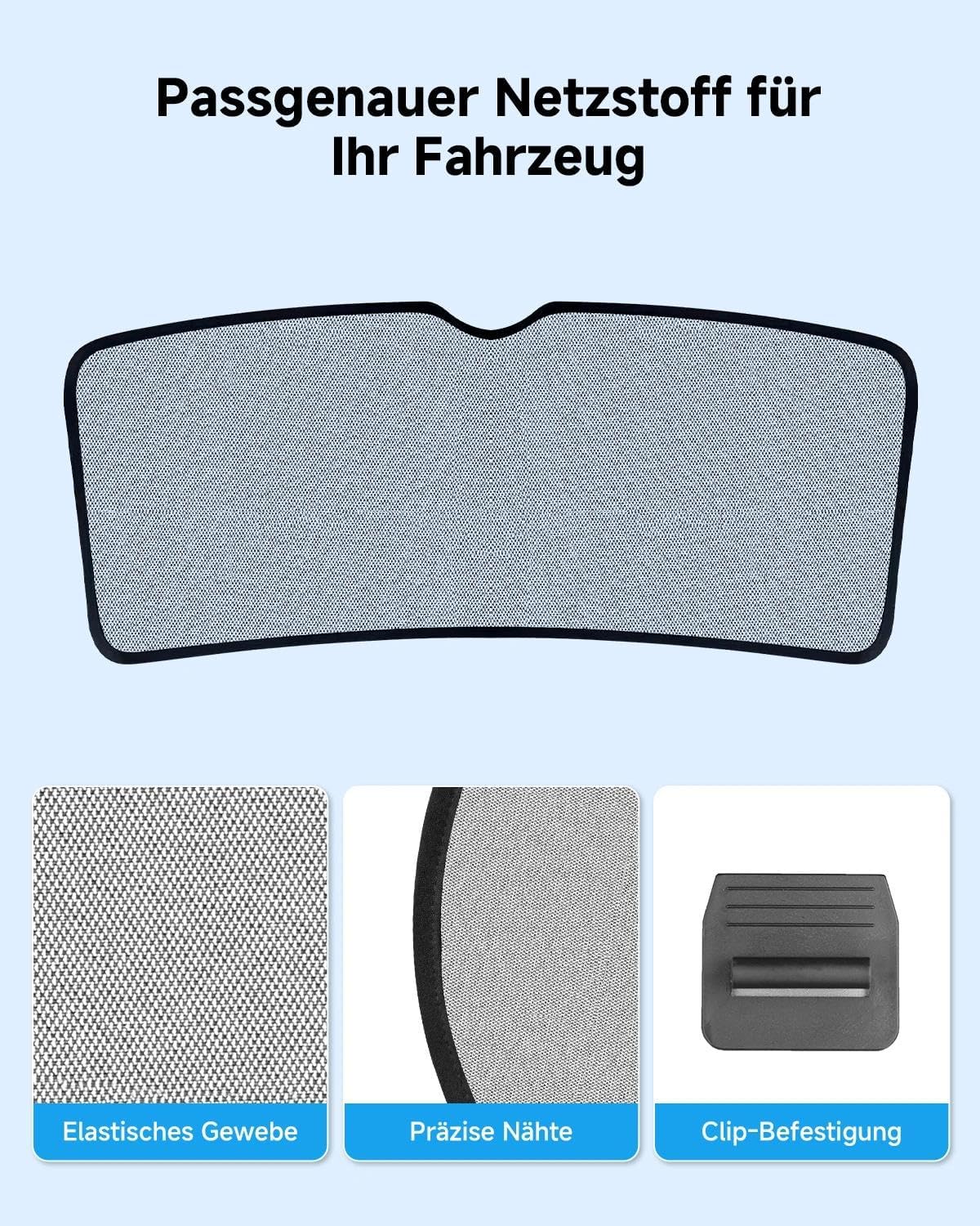 Parasol de coche para VW ID.3 (2019-2026) – Parasol transpirable para luna trasera con eficaz protección UV y calor | Ideal para familias, camping y viajes