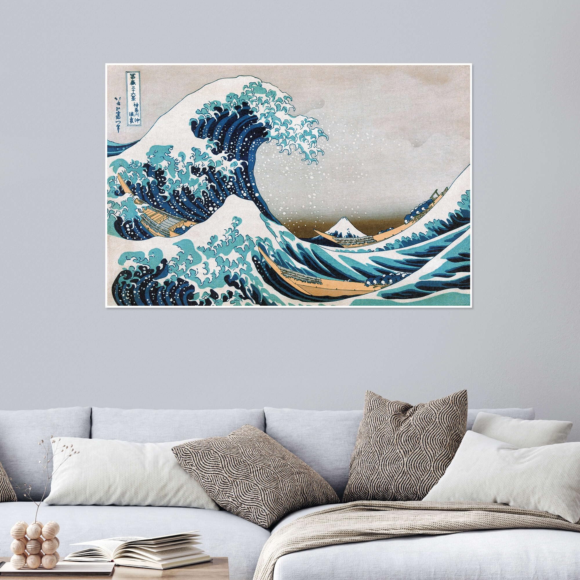 Posterlounge La grande onda di Kanagawa III Poster | 150 x 100 cm di Katsushika Hokusai Blu Quadri Decorazione per pareti