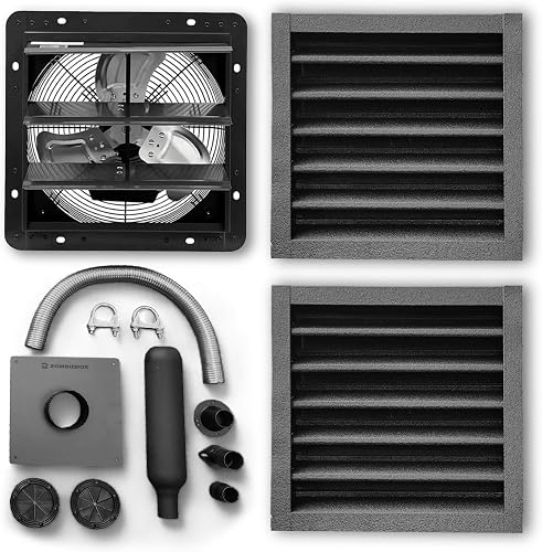 Zombiebox DIY Generator Shed Ventilation Kit with Shutter Exhaust Fan, Exhaust Extension & Louvered Vents Zombiebox DIY Generator Shed Ventilation Kit with Shutter Exhaust Fan, Exhaust Extension & Louvered Vents