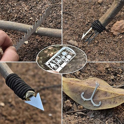 Vista 4 de Tarjetas de supervivencia, herramienta de campamento multiherramienta, kit EDC para senderismo al aire libre, pesca, caza, supervivencia