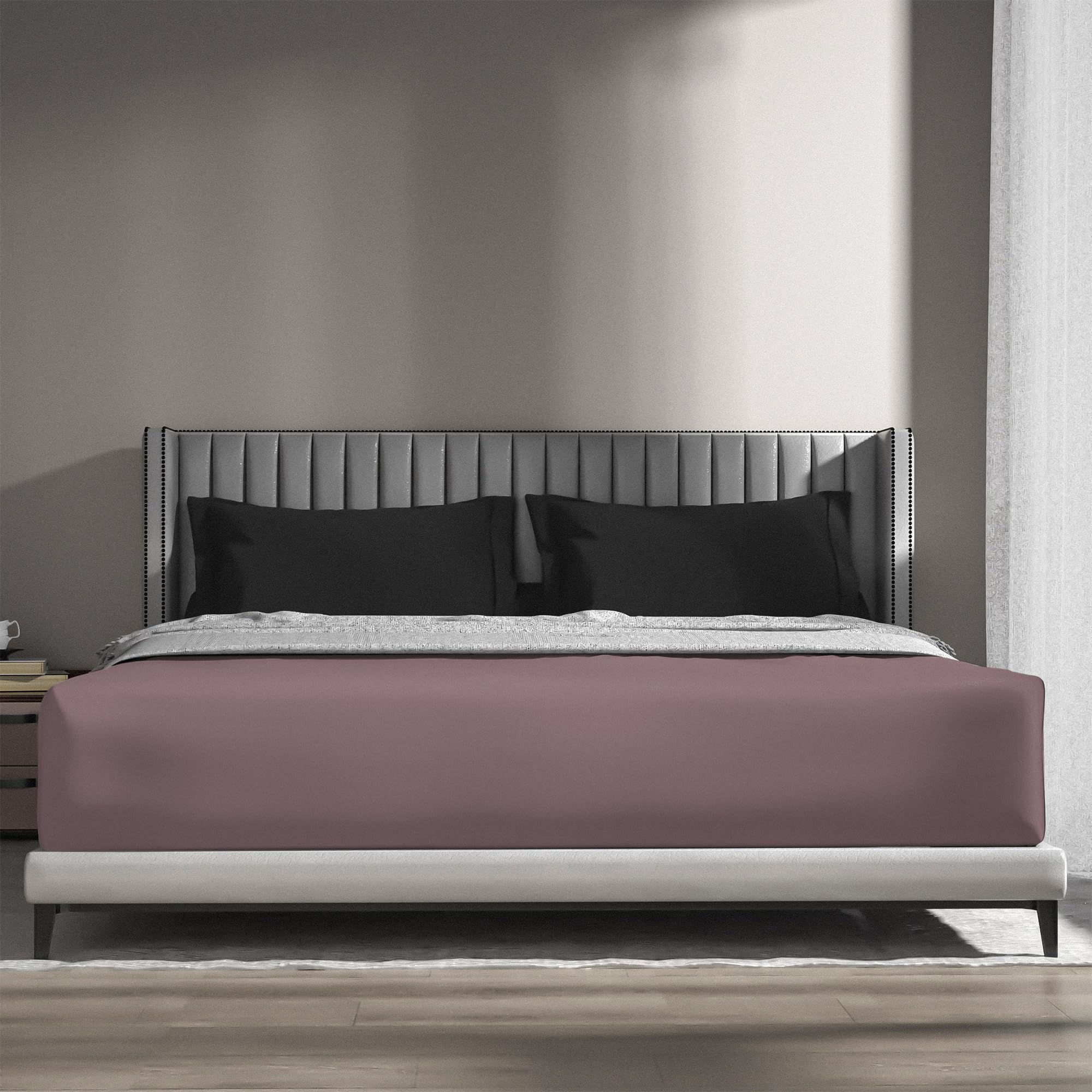 wyewye Single Fitted Sheet, Pink, 90x190 cm with 40 cm Super Deep Pocket, Microfiber Fabric Bed Fitted Sheets, Breathable - Image 3