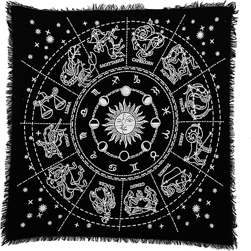 Miniatura 1 de Indian Consigners Tela de altar Zodiaco Astro Brujería Alter Tarot Spread Mantel Wiccan Espiritual Sagrado Tela (Zodiaco Plata)