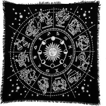 Indian Consigners Zodiac Witchcraft Alter Tarot Spread Top Wiccan Square Spiritual 36x36 Sacred Cloth Galaxy Zodiac Silver