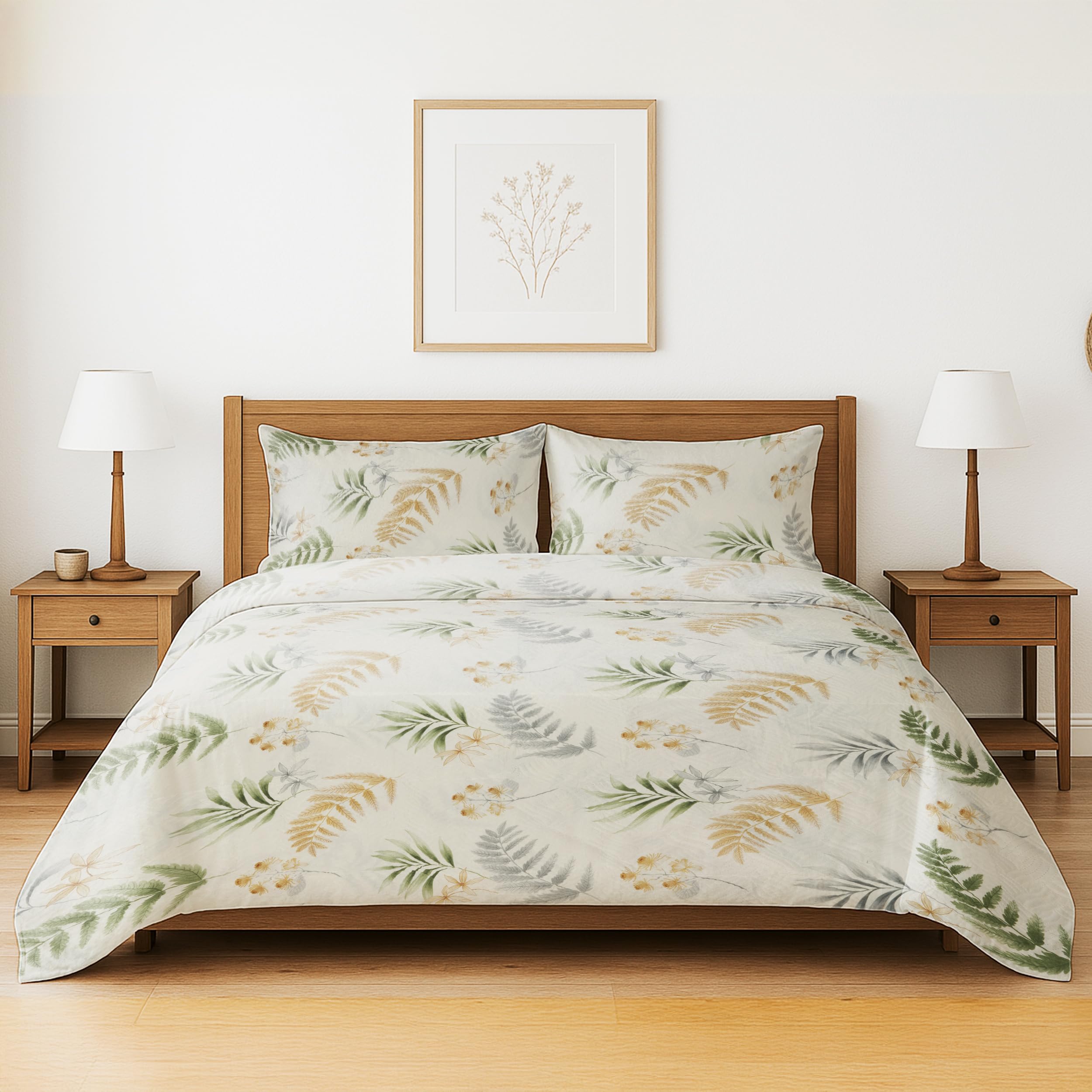 Colcha Boutis para Primavera y Verano con Diseño Botánico Natural Cama 135 - Cubrecama Ligera Fina Entretiempo Extra Suave y Transpirable, Oeko-Tex Standard 100