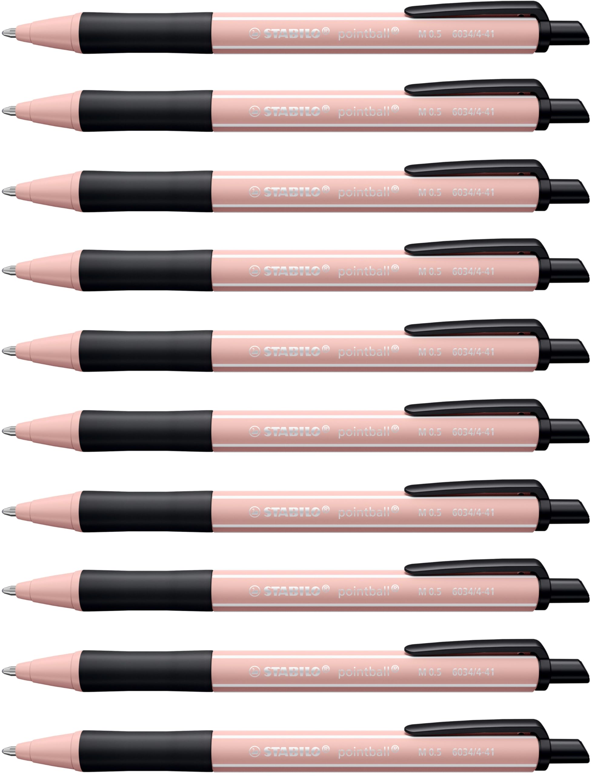 STABILO pointball NatureCOLORS Wildflower - Ballpoint Pen - Pack of 10 - Blush with Blue Ink