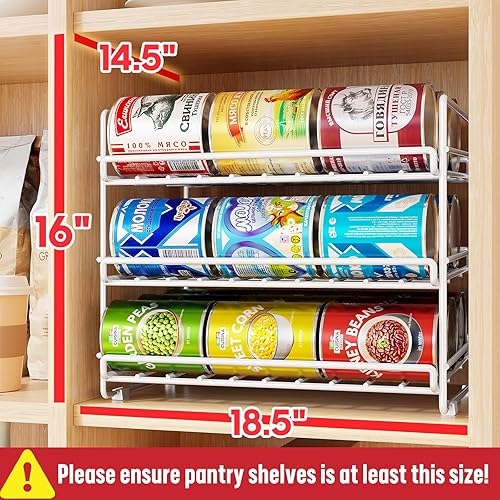 Miniatura 4 de SUFAUY Organizador de latas de 3 niveles para despensa, almacenamiento de latas pequeñas de metal con capacidad para hasta 36 latas de comida para