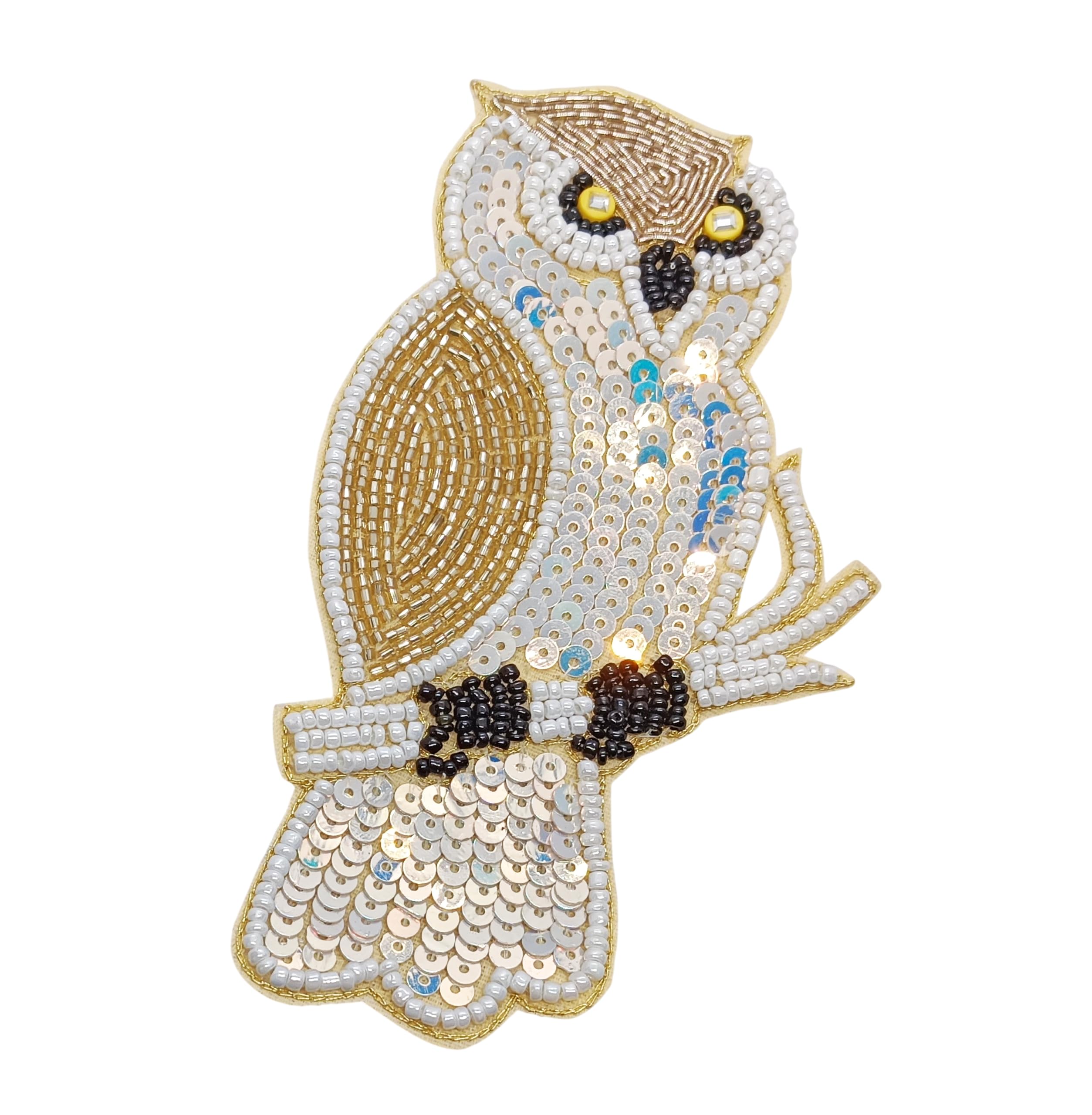 Handmade One Piece Owl Bird Sequin Beaded Applique Patches for Clothing, Dresses, Jackets, Bags, Home Decor & DIY Craft Projects, Size Approx 12.7 x 7.3 cm, (D0199)-image-44