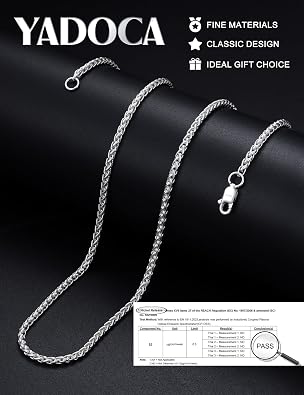 YADOCA Silver Chain Mens Necklace Wheat Mens Sterling Silver Chain for Men