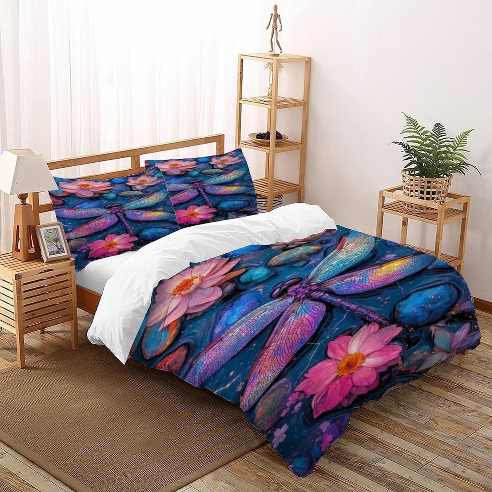 Housse de couette sans repassage parure lit microfibre pour éliminer les plis nuits