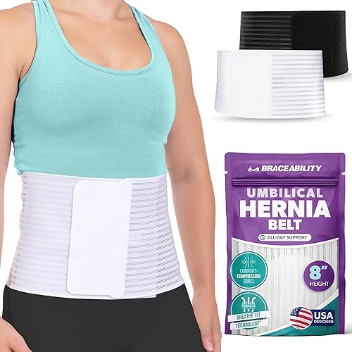 Miniatura 11 de BraceAbility Cinturón de hernia umbilical para hombre, braguero abdominal con almohadilla de compresión para ombligo, ombligo, ventral, epigástrico