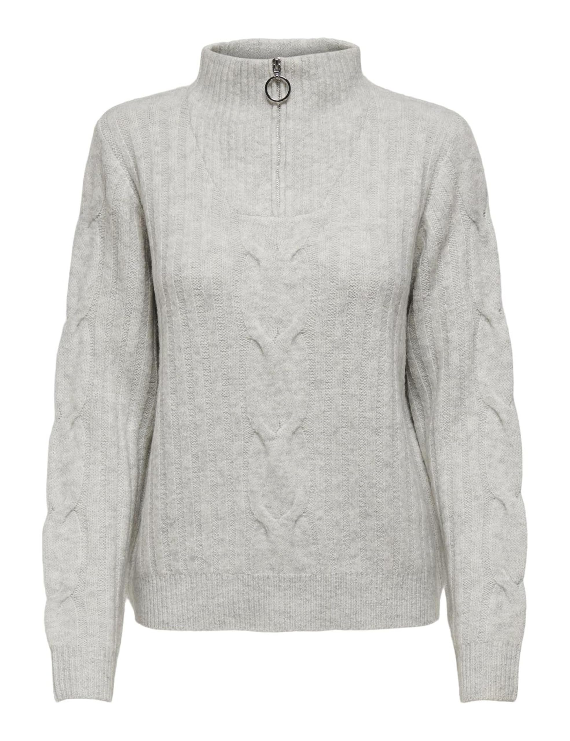 JdY Damen Jdyandrea L/S Zip Cable KNT Strickpullover, Super Light Grey Melange, L EU