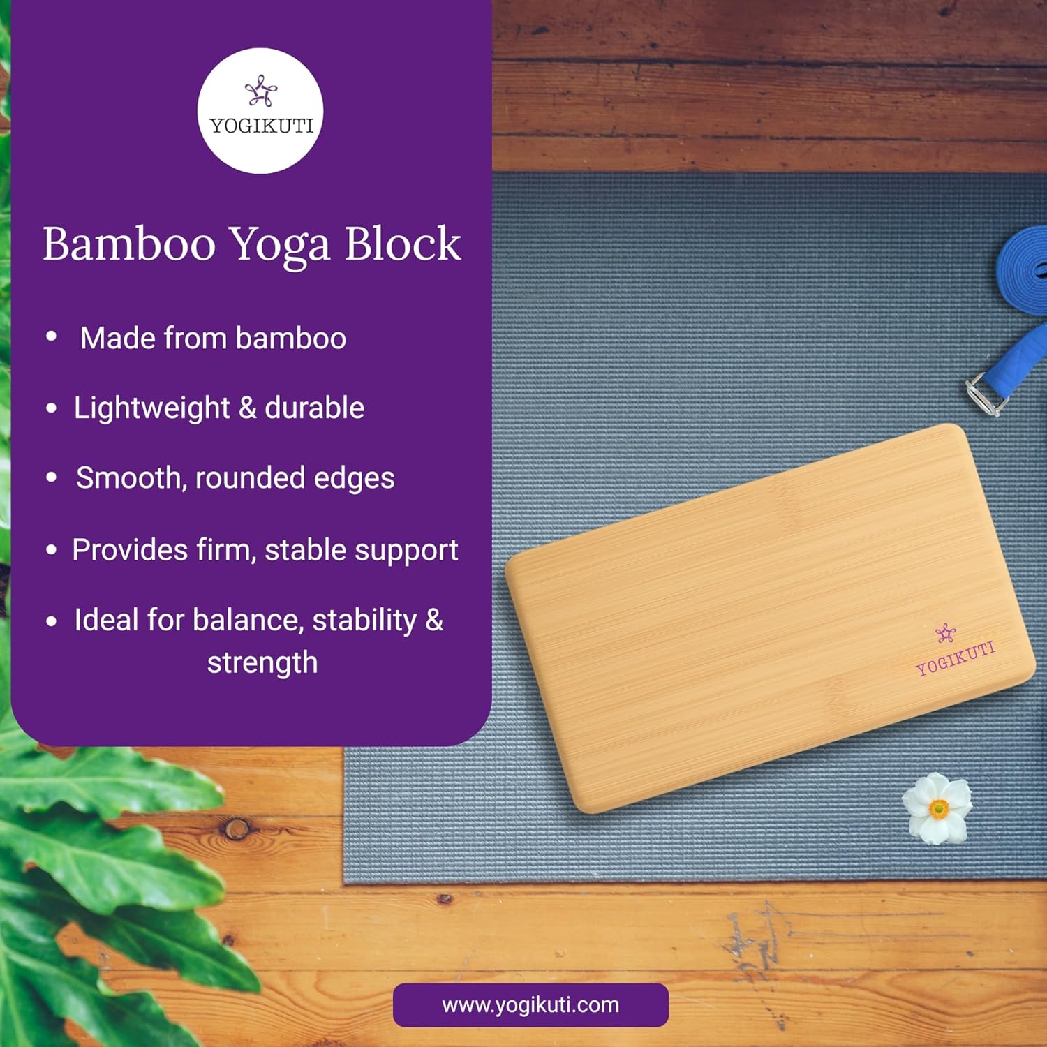 Yoga Bamboo Block Set of 2pcs, Premium Bamboo Wood, Smooth Finish – Support, Alignment & Balance in Iyengar Yoga Practice