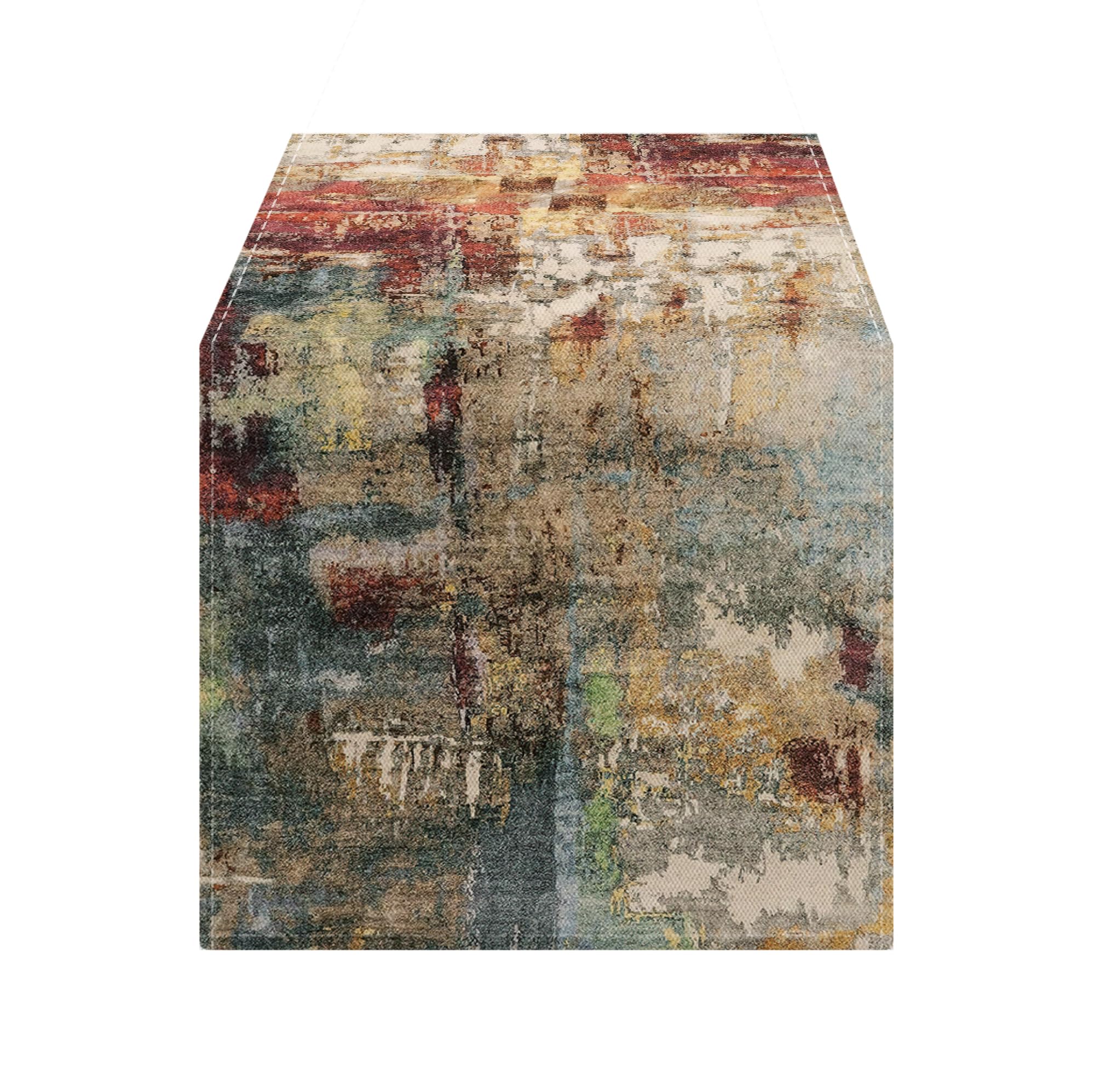OYIMUA Colorful Rust Boho Table Runner 36 Inches Long Modern Dresser Runner Rustic Spring Fall Table Decor for Home Indoor Outdoor