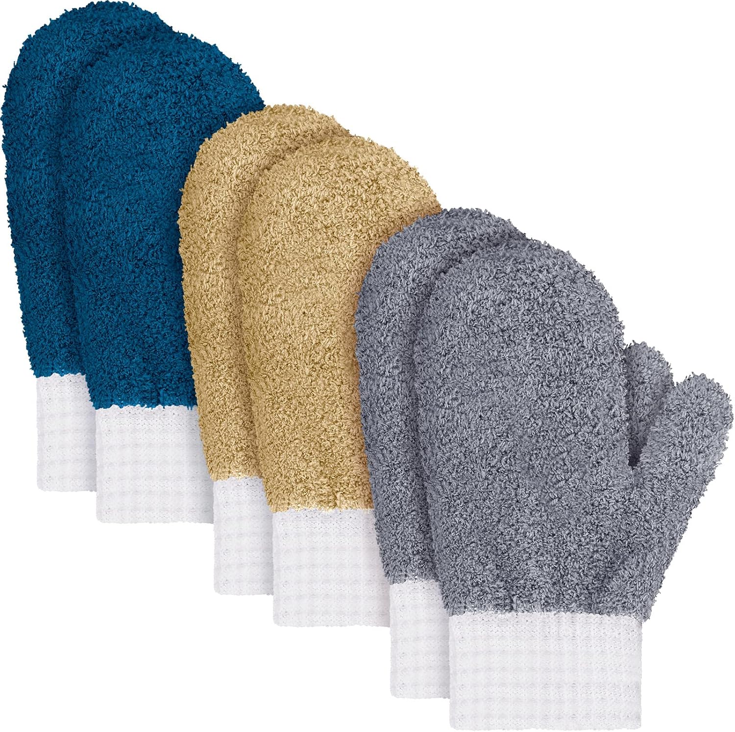 BBTO 3 Pairs Microfiber Dusting Mitt with Thumb Household