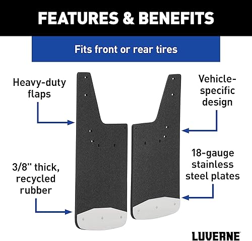 Miniatura 3 de LUVERNE 251120 Protectores de lodo de goma texturizados delanteros o traseros de 12 pulgadas x 20 pulgadas, Ford F-250, F-350, F-450, F-550 Super