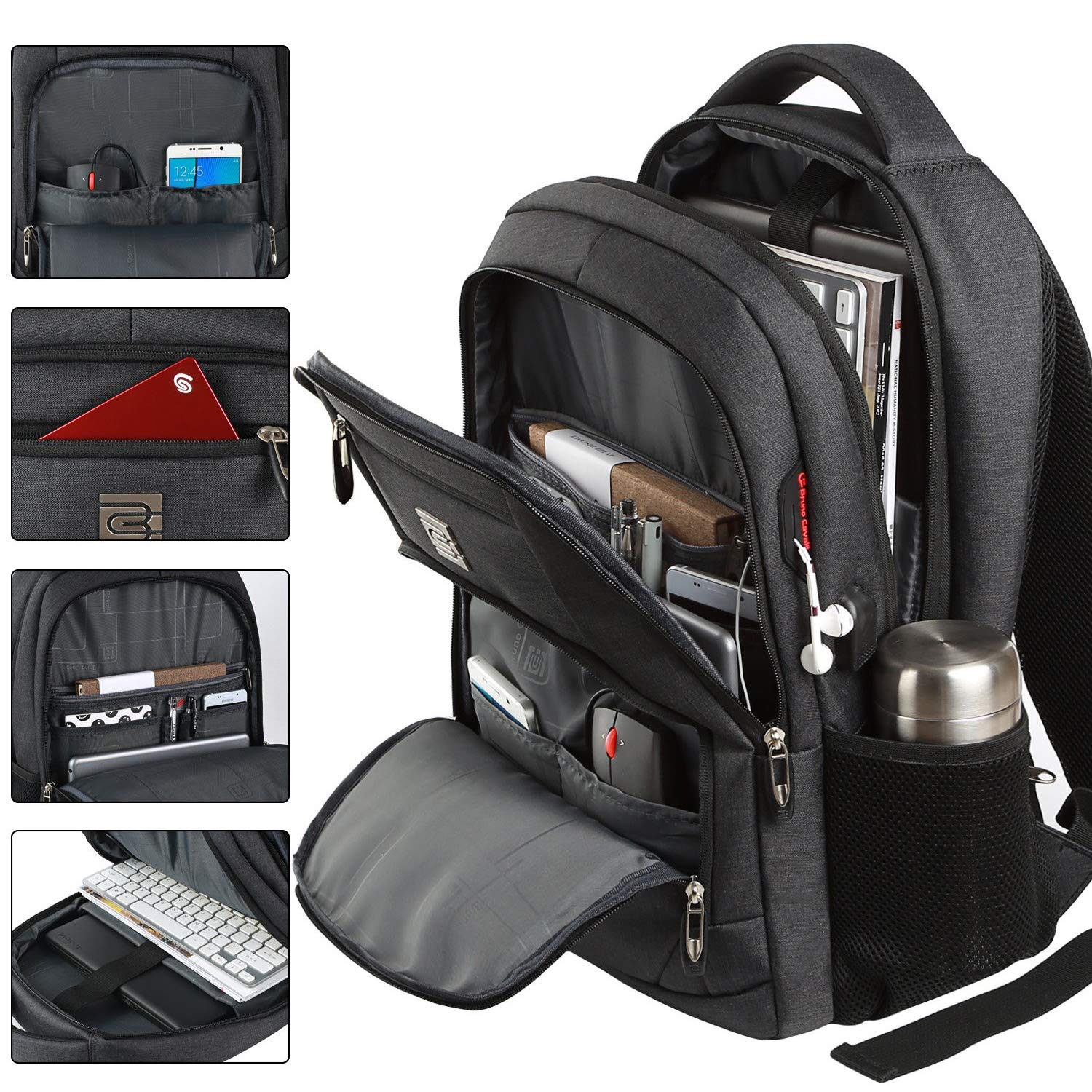 FANDARE Unisex Multiuso Antifurto Zaino con Porta USB Zaino per PC Portatile Impermeabile da Uomo Donna Borsa Universitaria Daypack per La Scuola,Viaggio,Business Poliestere