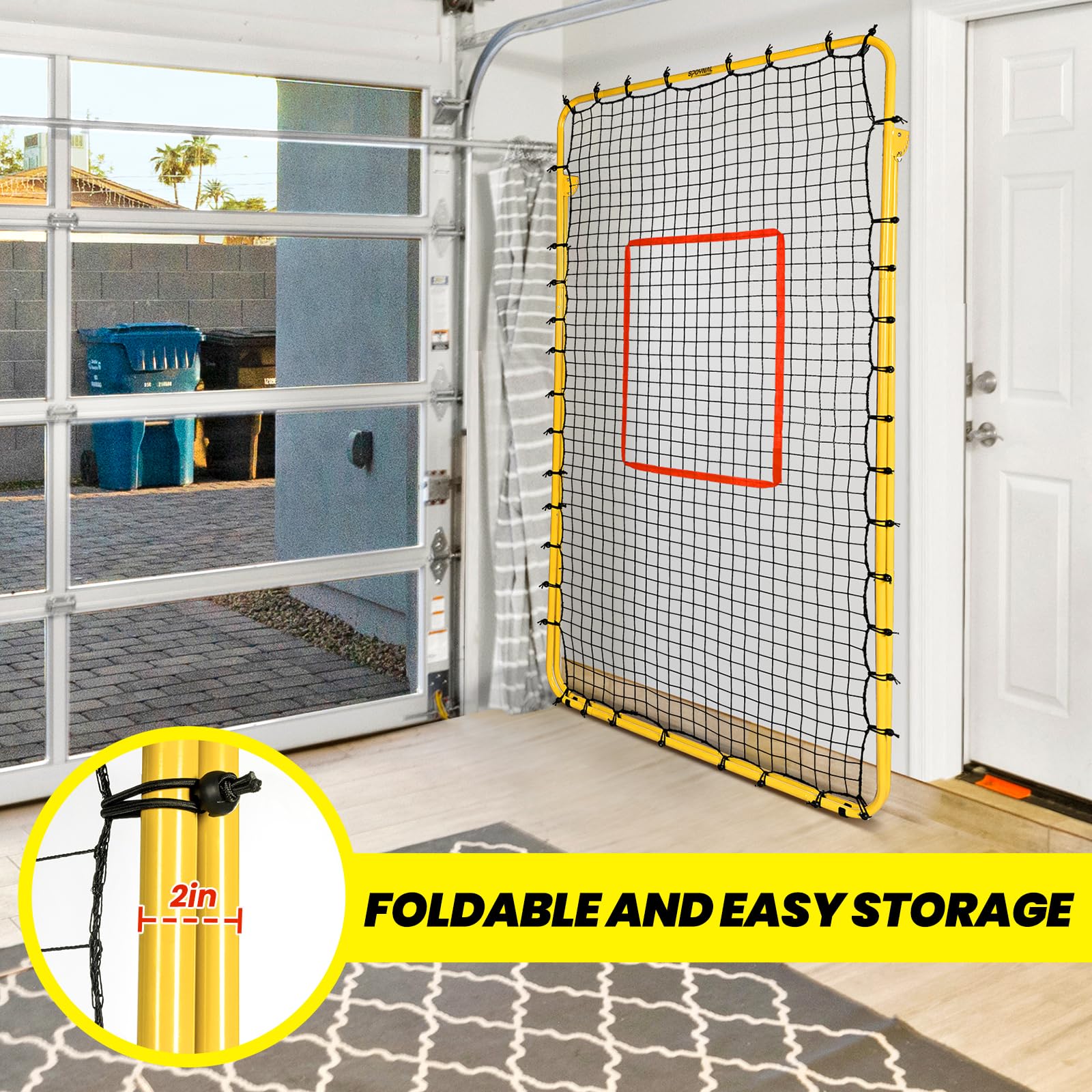 Volleyball Rebounder Netz 4x7 ft: Training mit PE-Metall. Robust, portabel & einfach aufzubauen. Perfekt für sportliche Übungen zu Hause oder im Garten. Fördert Technik und Kondition zuverlässig.
