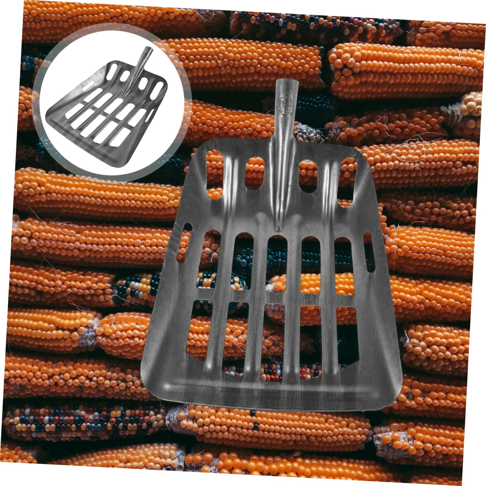Pala de Hierro Plata con Diseño de Cedazo y Estructura Reforzada | Malla Hueca con Separación de 2, 6cm, Resistente al Desgaste, para Secado de Grano y Hogar