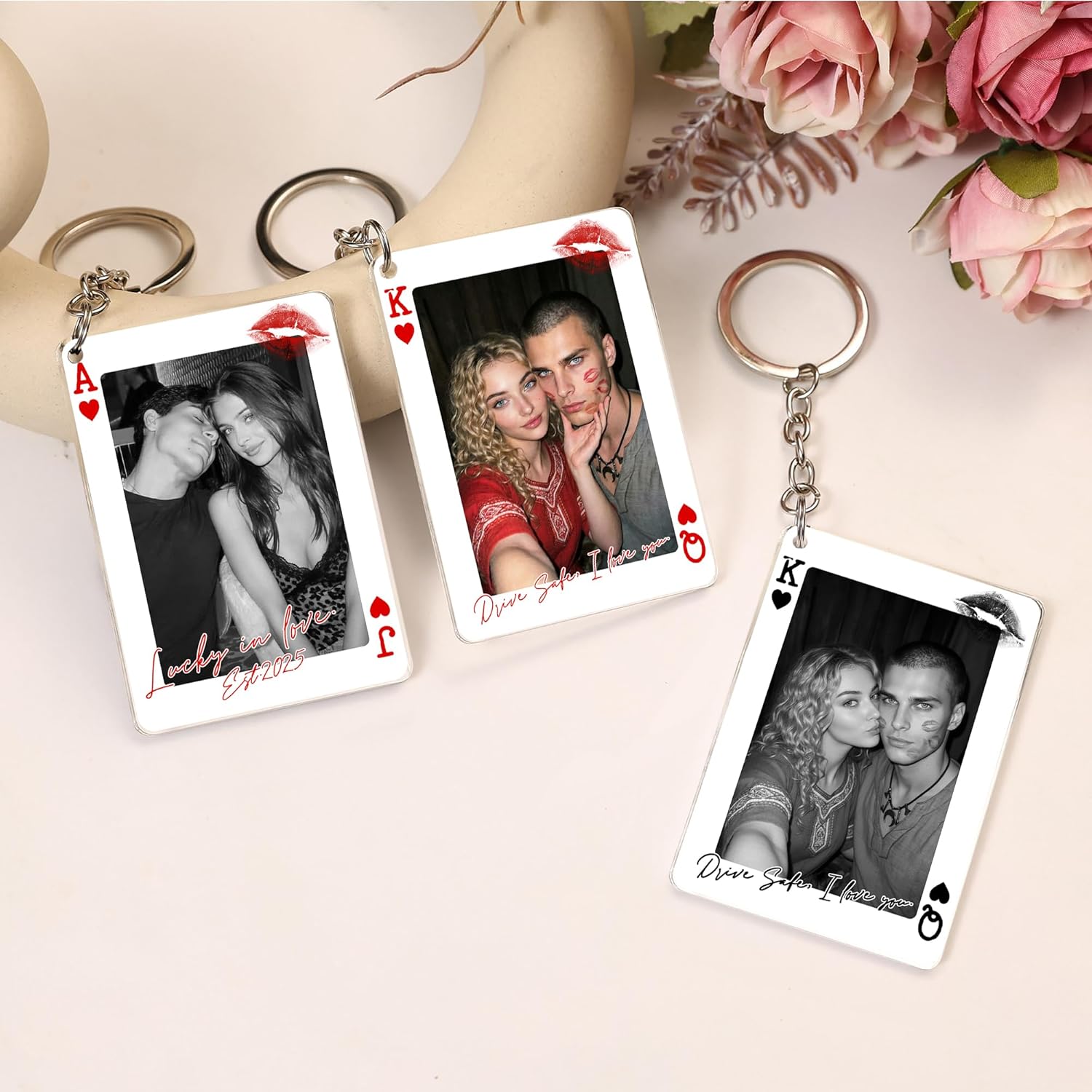 Mit & Mia Personalized Keychain with Picture, Custom Photo Keychain Gift Valentines Day for Boyfriend Customized Key Chains - Image 4