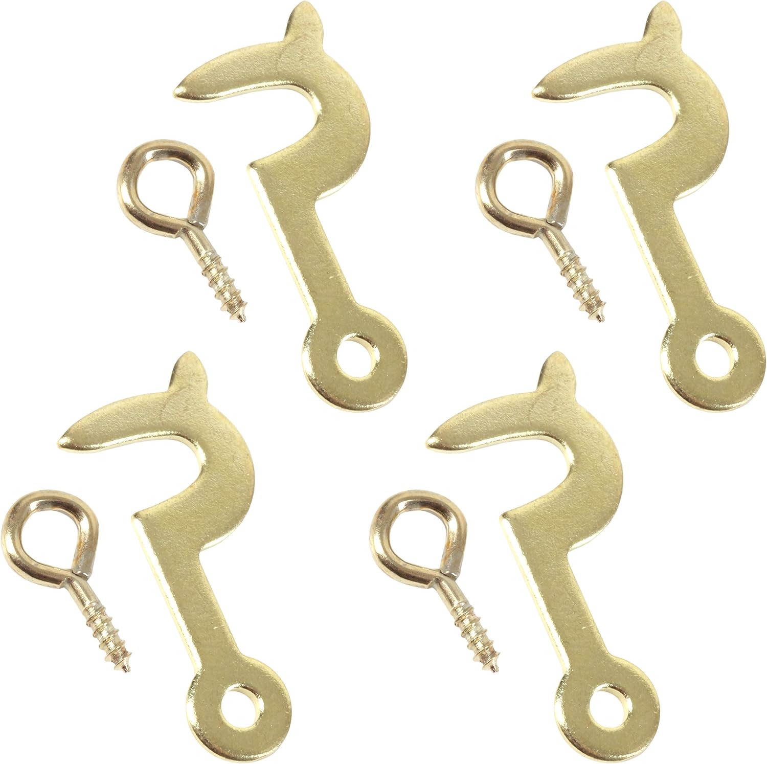 4X Brass Plated Side Hooks & Screw Eyes Small 25mm Picture Frame or