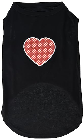 Mirage Pet Products Red Swiss Dot Heart Screen Print Shirt, 3X-Large, Black