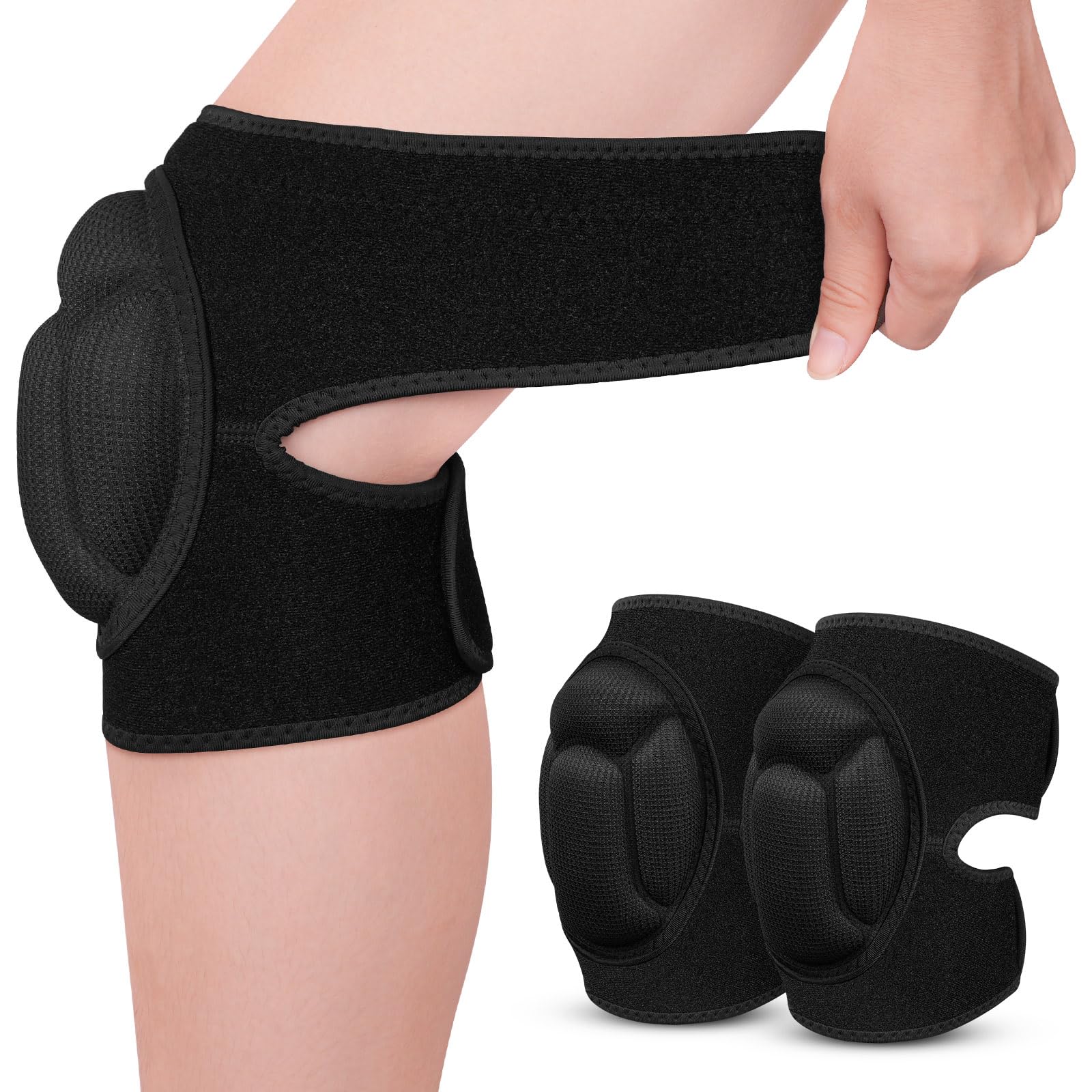 flintronic 1 Par Rodilleras Trabajo, Protección para la Rodilla, Esponja Eva De 20 Mm de Grosor, Antideslizantes para Rodilleras Voleibol Ajustables Adecuadas para Voleibol, Baile, Jardín (L,Negro) — view 9
