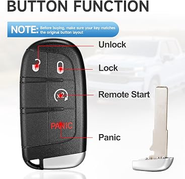 Key Fob Replacement Fits for Jeep Compass 2017 2018 2019 2020 2021 2022 2023 Smart Proximity Keyless Entry Remote Control 433 Mhz FCC:M3N-40821302 P/N:68250346AB 68250337AB 68417821AA 68417821AB