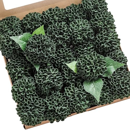 Miniatura 9 de Ling's Moment Flores artificiales de dalia de 2.5 pulgadas, 25 piezas de flores amarillas cremosas para decoración de boda, centros de mesa, ramos,