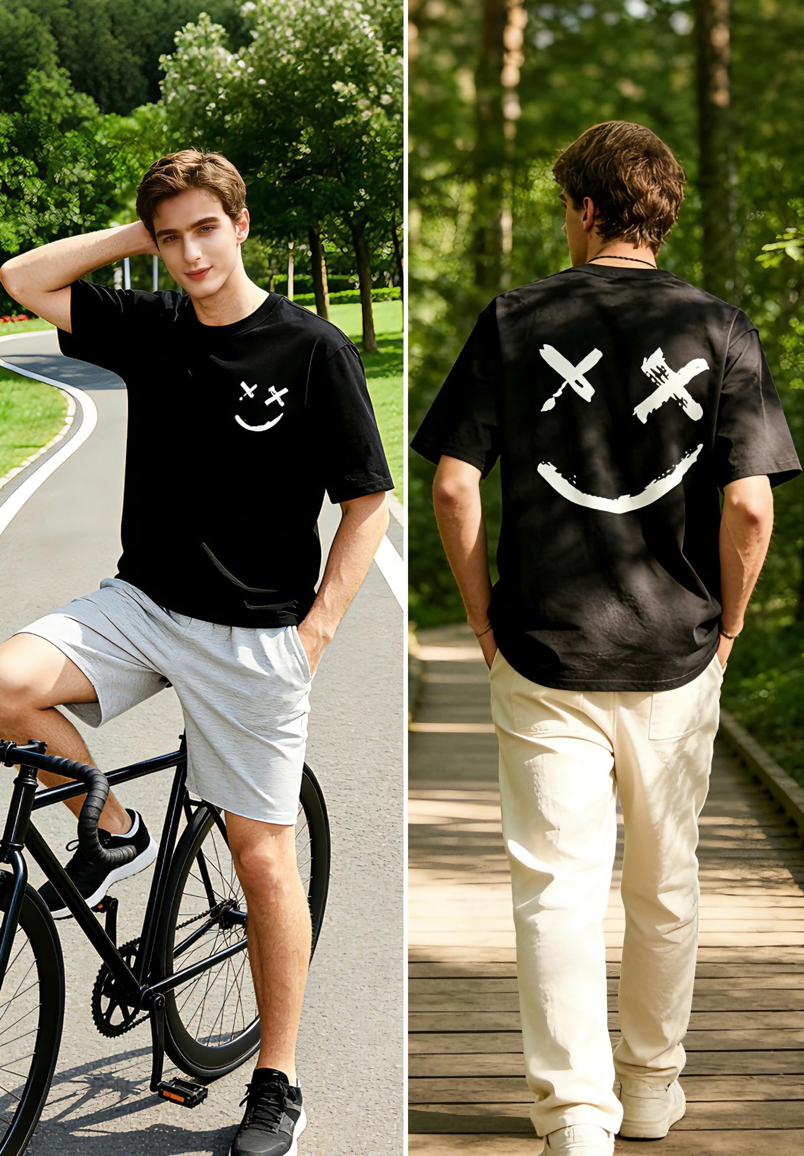 3er-Pack Baumwoll Freizeit T-Shirts mit Rundhals für Herren | Graphic Hemd Kurzarm Sommer T-Shirt im Minimalistischen Mode Oberteil Set Lässiges Kurzarm T-Shirt Multipack mit Aufdruck