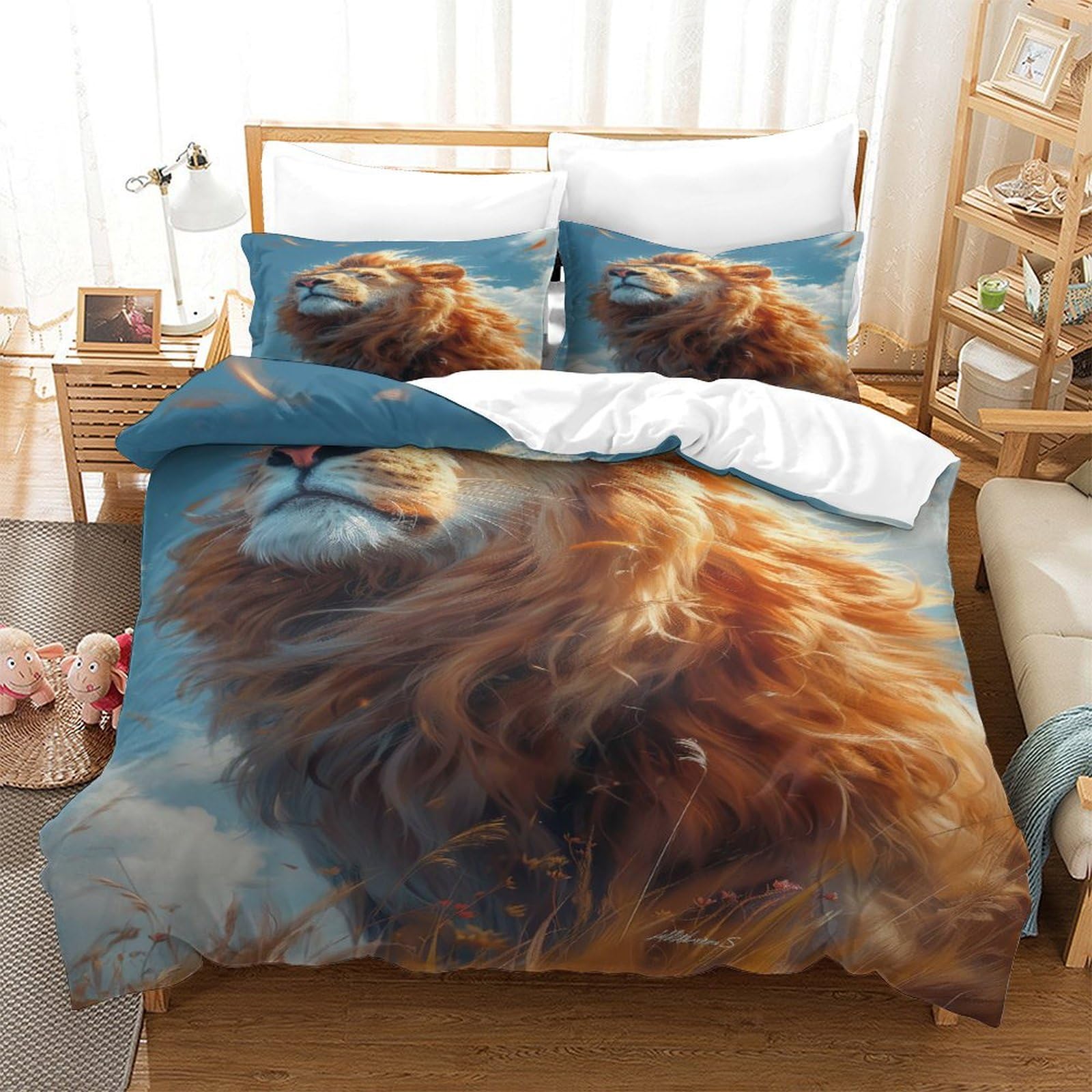 Parure de lit imprimé chat 3D microfibre parure de lit 3 pièces housse de couette 260x220