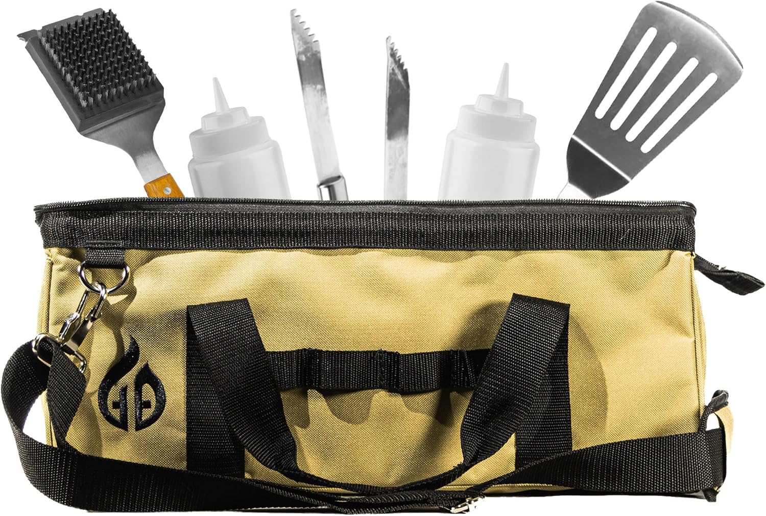 Grill Tool Bag 18 Inch with Adjustable Divider - Premium BBQ Accessory Storage Case for Blackstone Griddle Tools, Heavy-Duty Wipe Clean Canvas, Tailgating, Trunk, Camping Organizer - Gifts for Men
