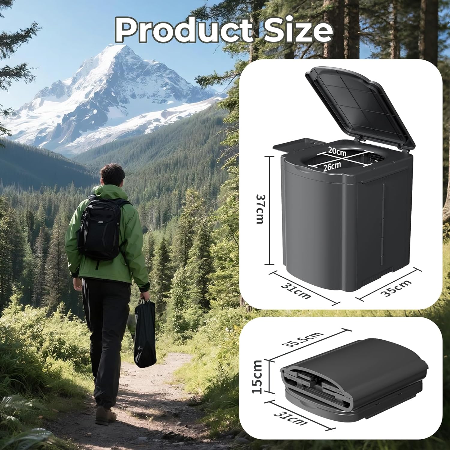 Portable Toilet for Camping, Outdoor Toilet for Camping with Lid, Adult Potty for Car, Easy Clean Portable Camping Toilet, Truck Driver Portable Toilets 440lbs,Grey