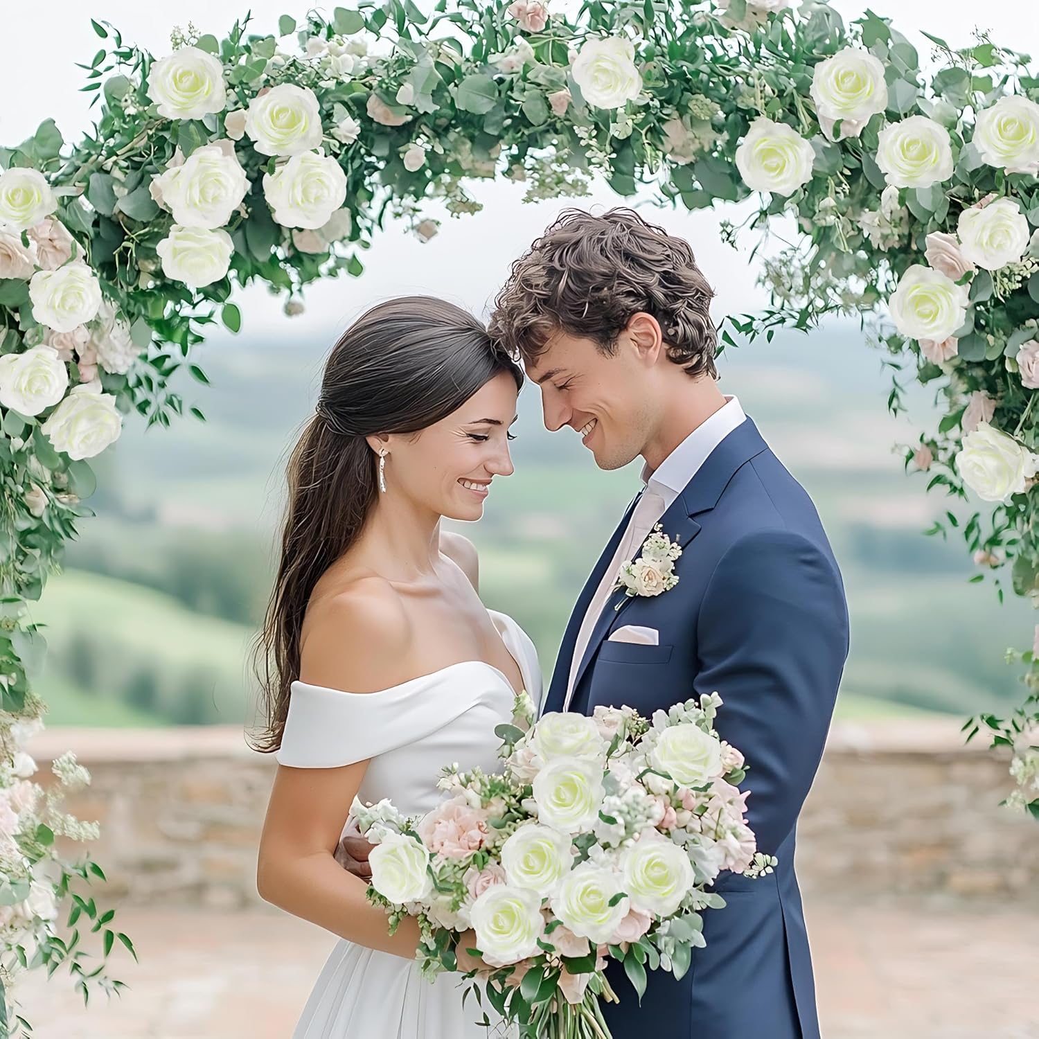 50pcs Artificial Roses Flowers in Bulk,Realistic Silk Fake Rose with Long Stem for Wedding Centerpieces Bouquet Party Floral Arrangement Home Decoration(Ivory White) - Image 3