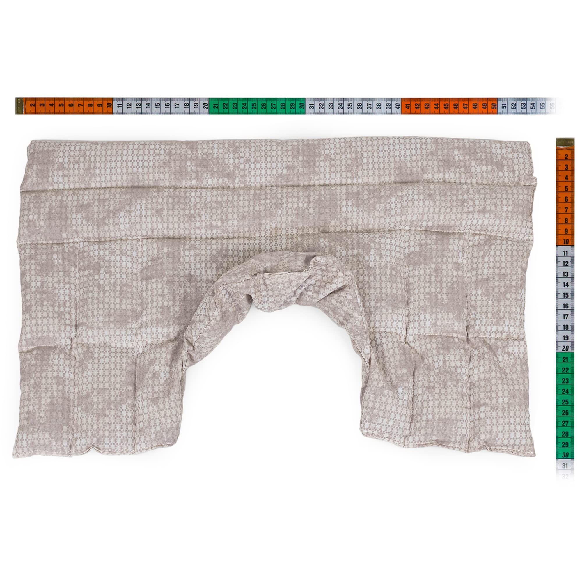 Bio-Dinkelkissen Schulter & Nackenkissen mit Kragen. Nacken Wärmekissen, Körnerkissen - Wärme und Kälte (shabby-chic grau-beige, Bio-Dinkel)