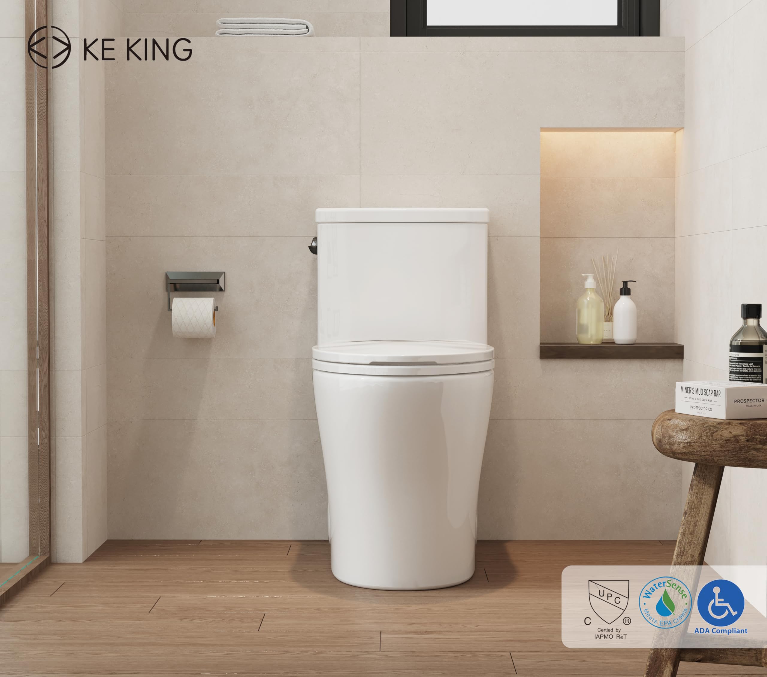 K&K♡ KK KE KING 24'' Depth Compact One Piece Toilet, Quiet Dual