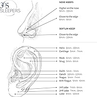 Vista 35 de 365 Sleepers - Piercing para el cuerpo de acero quirúrgico 316L, 20G, 18G, 16G, 14G, 12G, 10G, 8G, 6G, con sección abisagrado, se vende por unidad