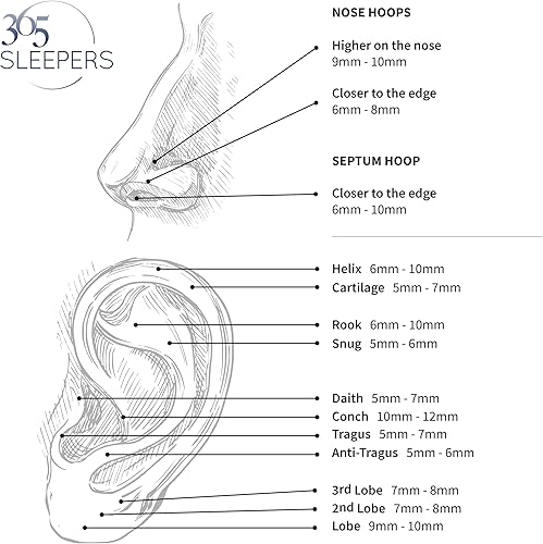 Miniatura 5 de 365 Sleepers G23 - Piercing de titanio unisex con rosca interna circular de herradura, tabique, labio, nariz, 16G-14G-12G-10G, joyería para piercing