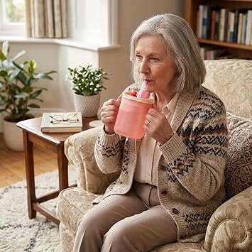 2PCS Sippy Cup for, Drinking Cup, Cup with Straw, No Spill Cup with Straw, Straw Sippy Cup & Drinking Cup for Elderly