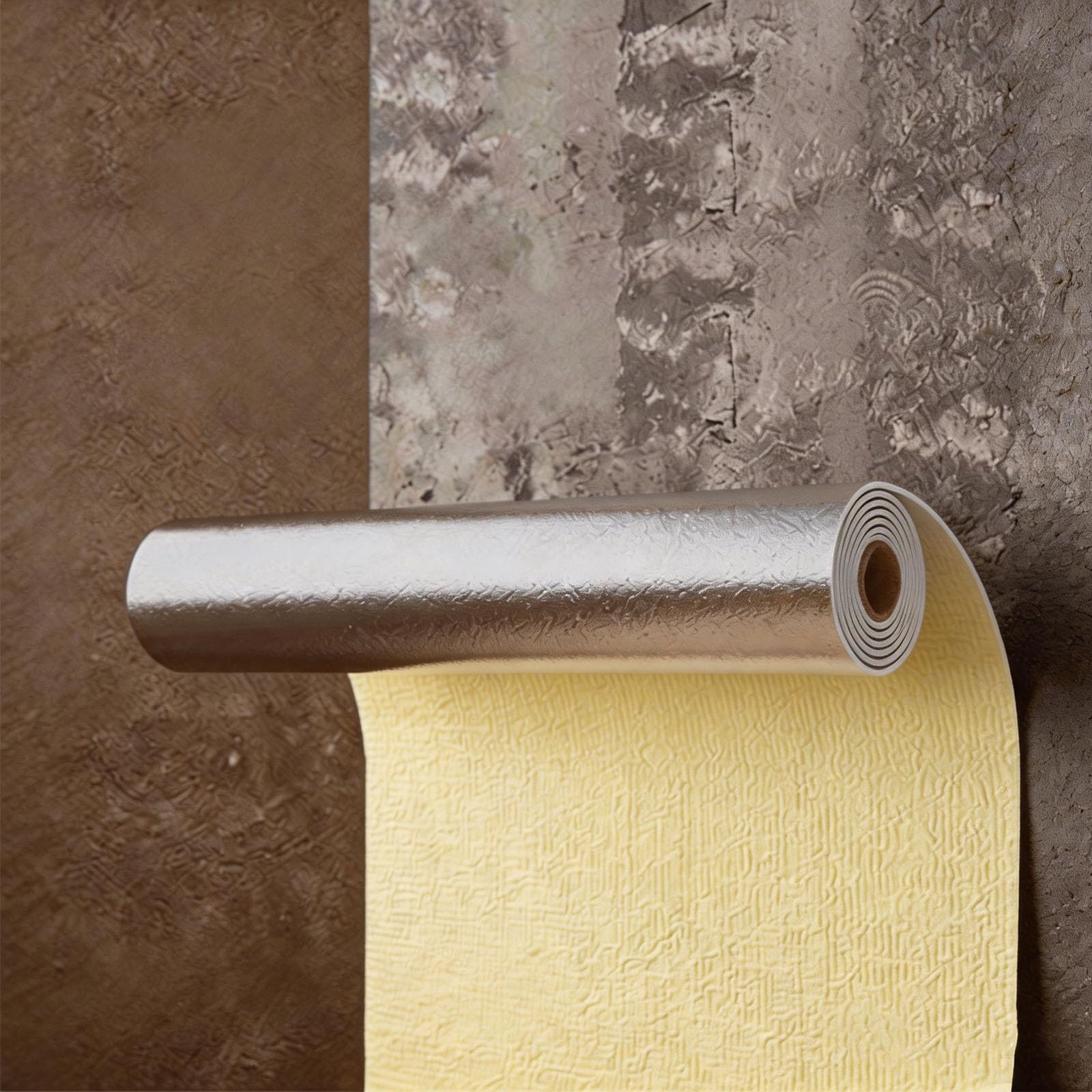 BVCL Self-Adhesive Thermal Insulated Wallpaper, Peel and Stick 5mm 3D Texture Foam Anti-Collision Upholstered, Waterproof Moisture-Proof Wall Sticker(Yellow,50cmx40m)