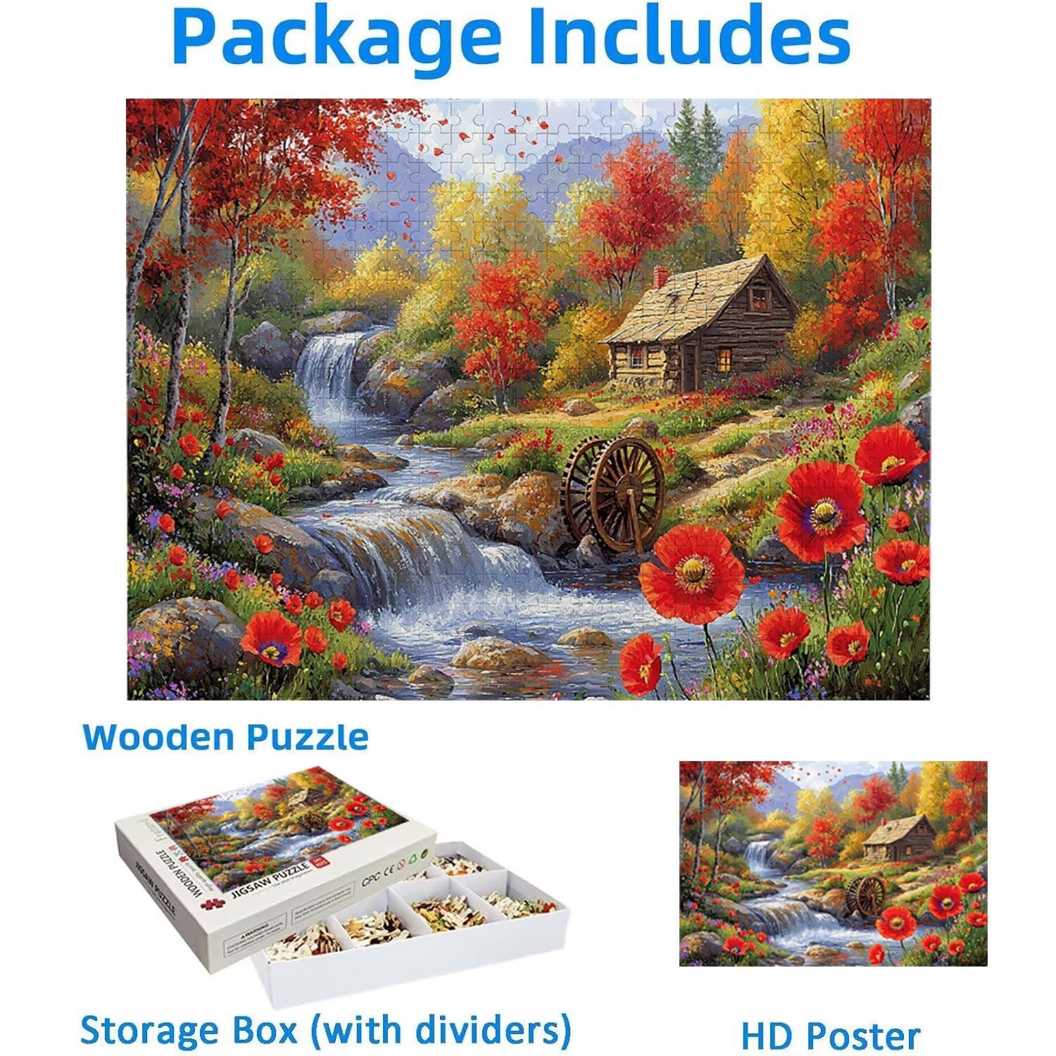 Puzzle 6000 elementów, puzzle dla dorosłych, wyzwanie puzzle, puzzle dla całej rodziny, napis na plecach, prezenty dla mężczyzn i kobiet, temat: (leśny domek) z-731