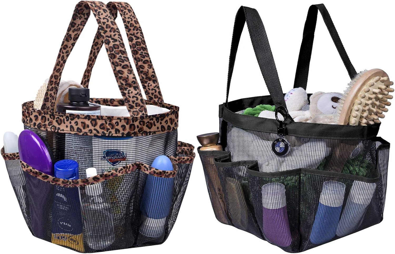 Attmu 2 Pack Portable Mesh Shower Caddy Dorm with 8 Mesh Storage Pockets, Quick Dry Waterproof Shower Tote Bag Oxford