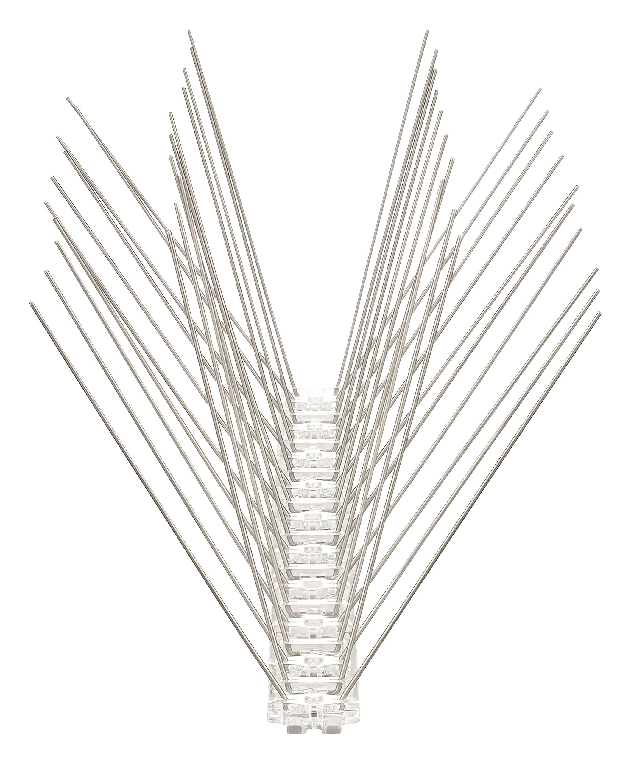 Taubenabwehr Spikes 4-reihig Edelstahl 15 Meter (30 x 50 cm) | Mit Kunststoffleiste, Rostfrei, Flexibel, Montagefreundlich, Für Balkon, Fensterbank, Dach, Zaun