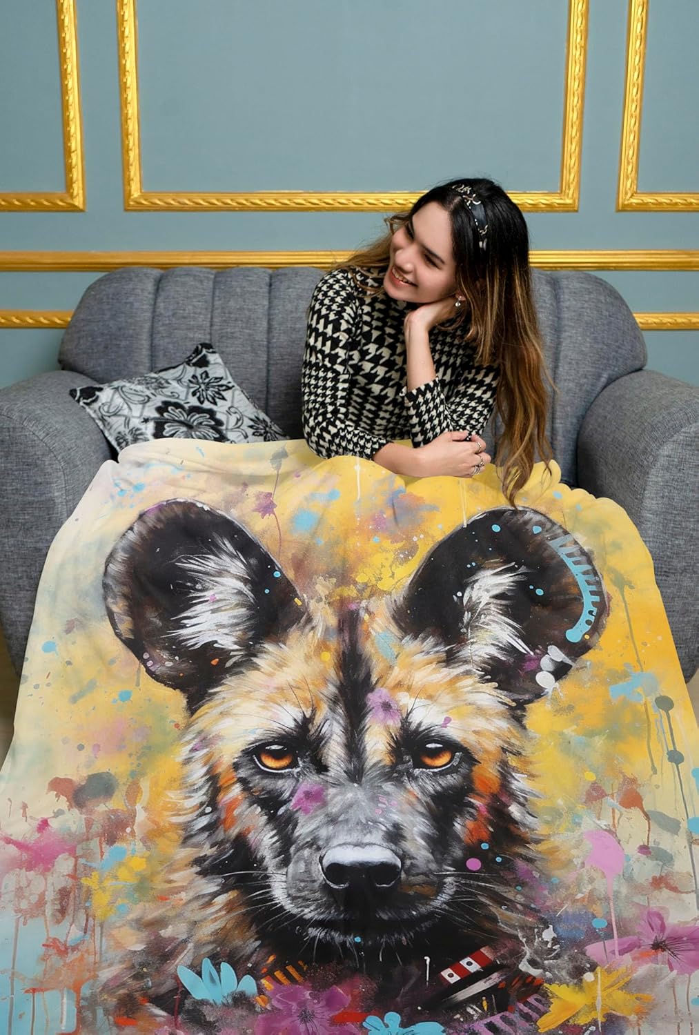 African Wild Dog Blanket Gifts Polyester Blanket Throw Blanket 50" x 60"