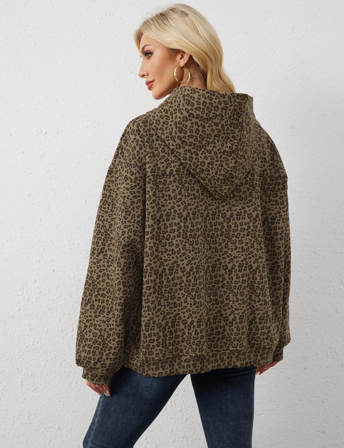 Leopard Print Hoodies for Women Oversized Cheetah Printed Hooded Pullover 2000s Y2K Hoodie Sweatshirt 90s Streetwear - Image 5
