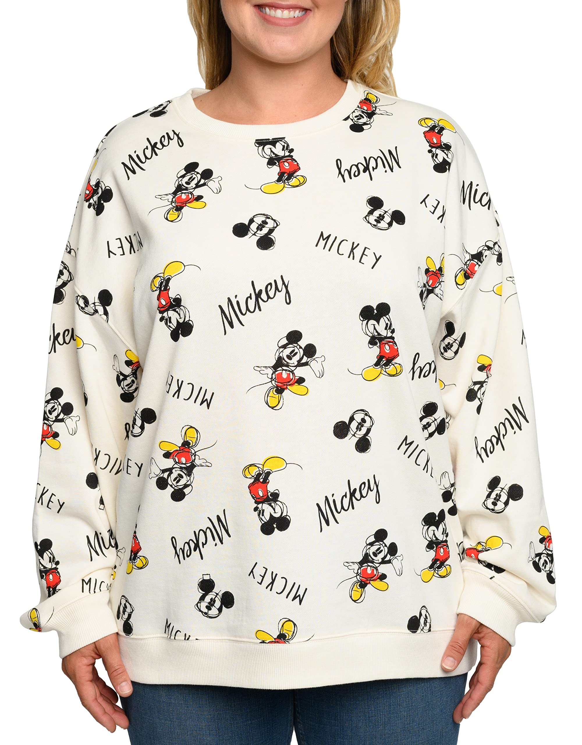 Womens Plus Size Mickey Mouse Sweatshirt Lightweight Fleece Pullover