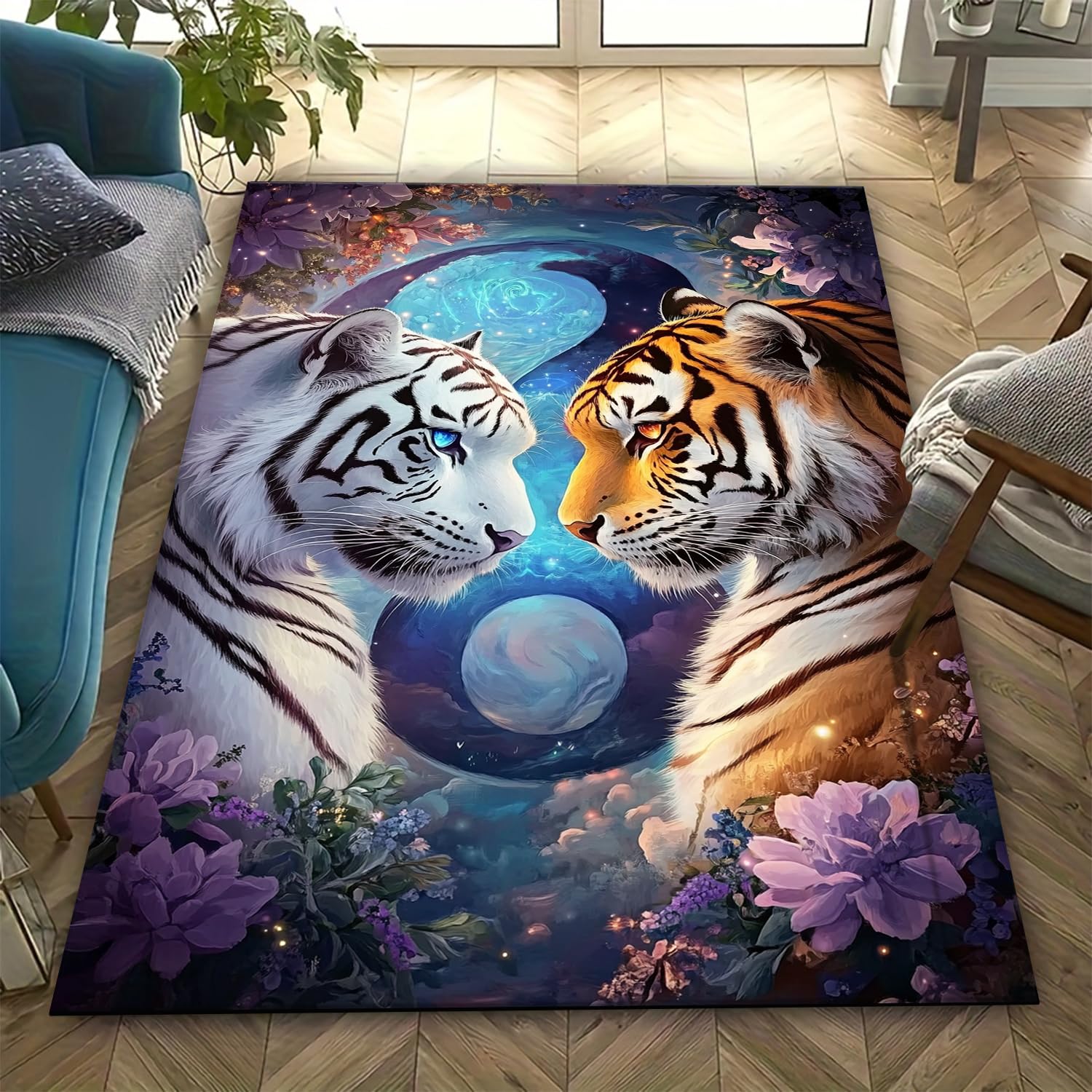 Tapis tigre 3D de salon et chambre d'enfant grand format 160 x 230 cm