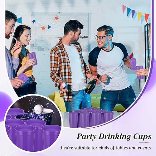 Miniatura 7 de Mifoci 24 vasos de plástico para estadios en blanco, reutilizables, apilables, para niños, fiestas de cumpleaños, bodas, día de San Valentín, Mardi